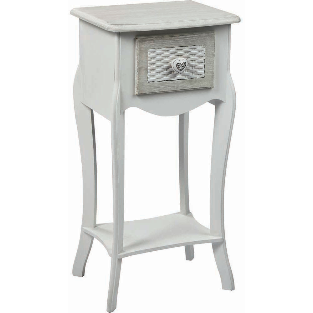 Brittany Single Drawer White and Grey Bedside Table Image 2