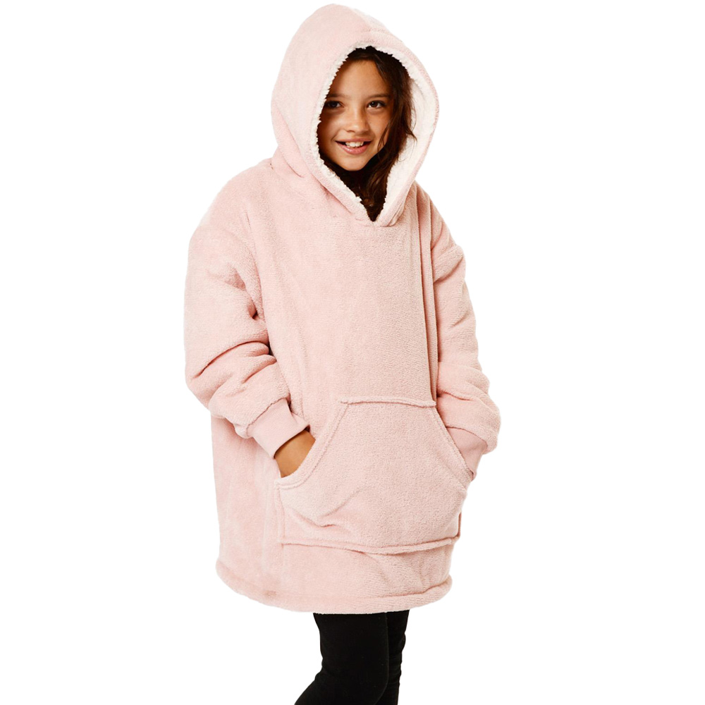 Sienna Blush Soft Sherpa Oversized Wearable Hoodie Blanket Image 3