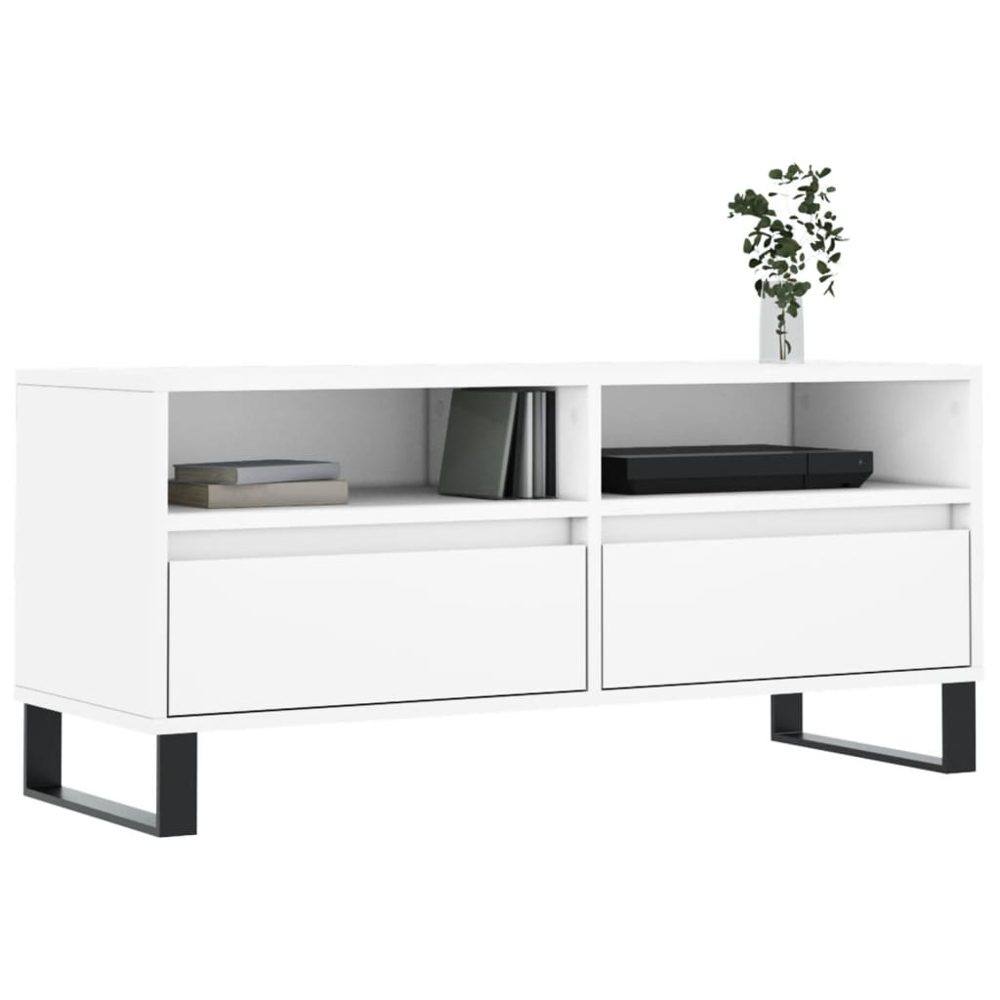 vidaXL 2 Drawer 2 Shelf White TV Cabinet Image 3