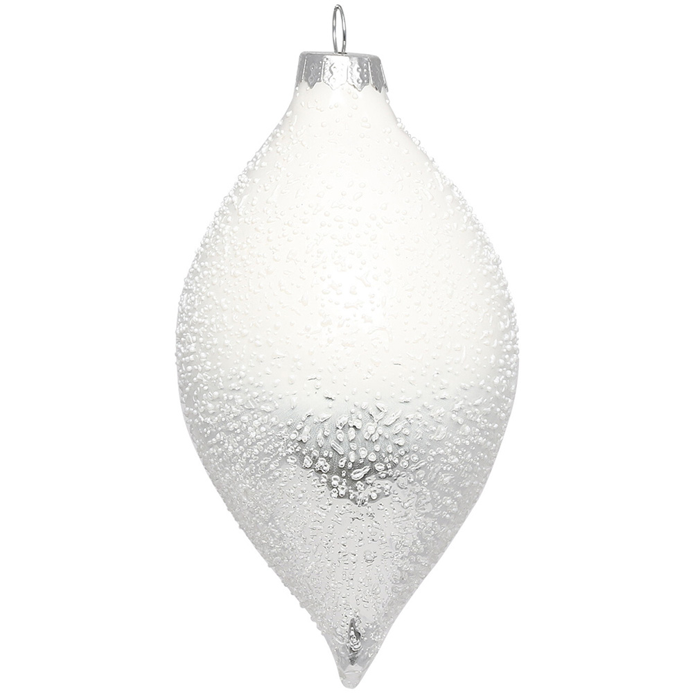 Single Alpine Lodge White Matt Droplet Bauble in Assorted styles Image 3