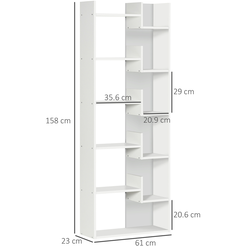HOMCOM 11 Shelf White Modern Bookcase Image 8