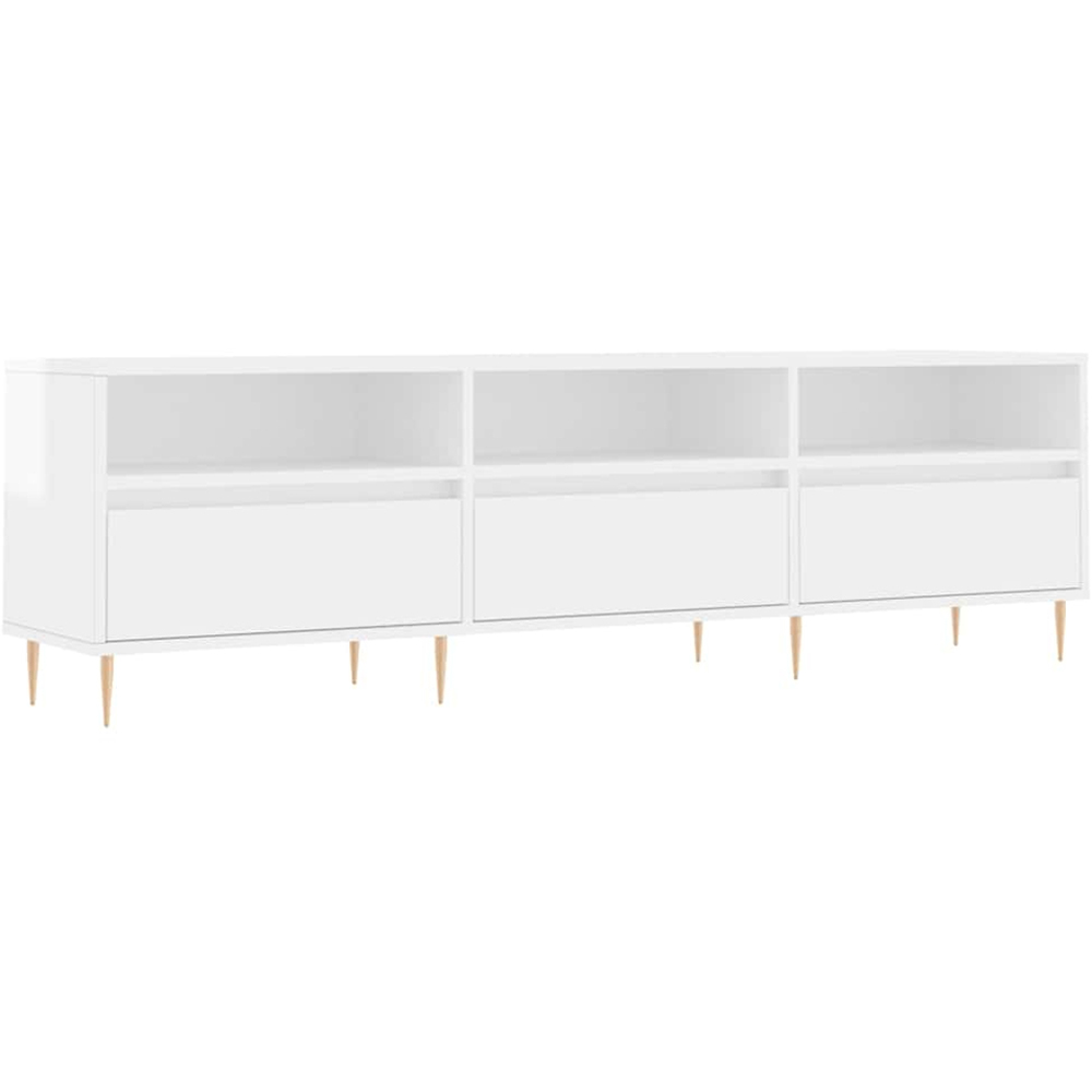 vidaXL 3 Door 3 Shelf High Gloss White TV Cabinet Image 2