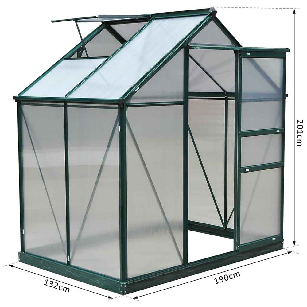 Outsunny Green Polycarbonate 6.2 x 4.3ft Greenhouse Image 2