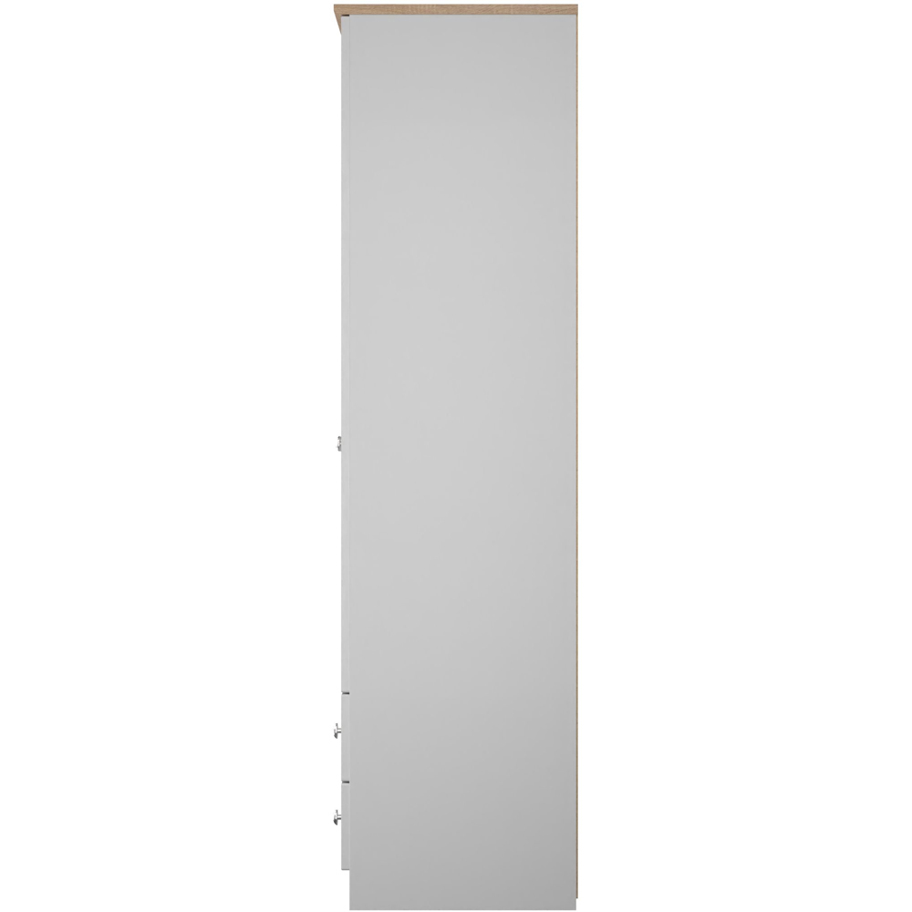 Crowndale Sussex 2 Door 2 Drawer Grey Ash and Bardolino Oak Tall Wardrobe Ready Assembled Image 4