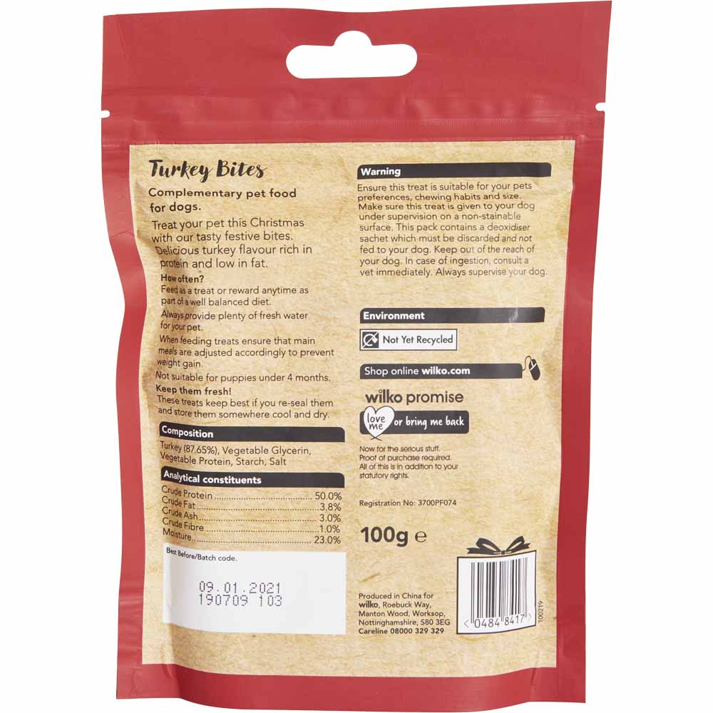 Wilko Turkey Bites Dog Treats 100g Image 2