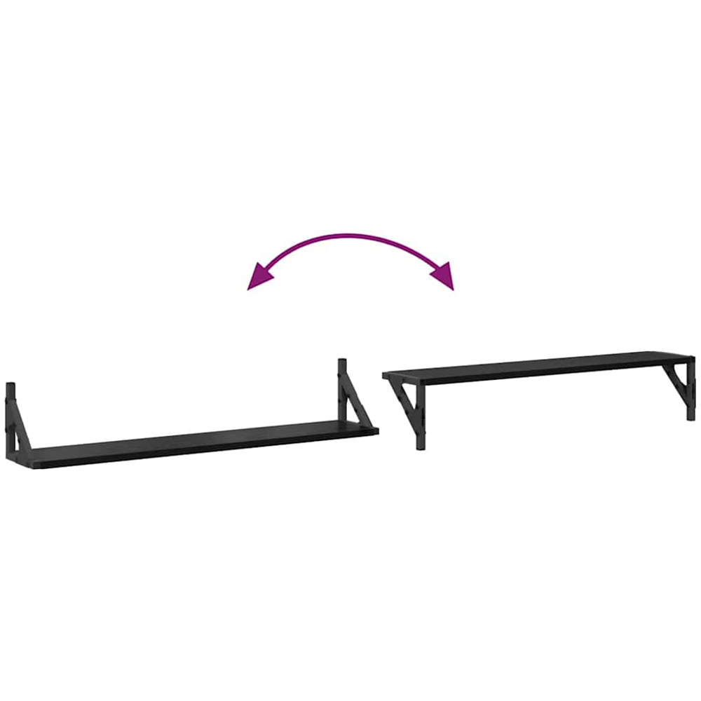 vidaXL 80 x 15cm Black Oak Wall Shelf Set of 2 Image 9