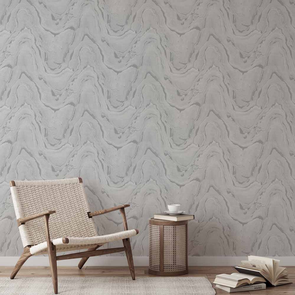 Muriva Woodgrain Silver Wallpaper Image 4
