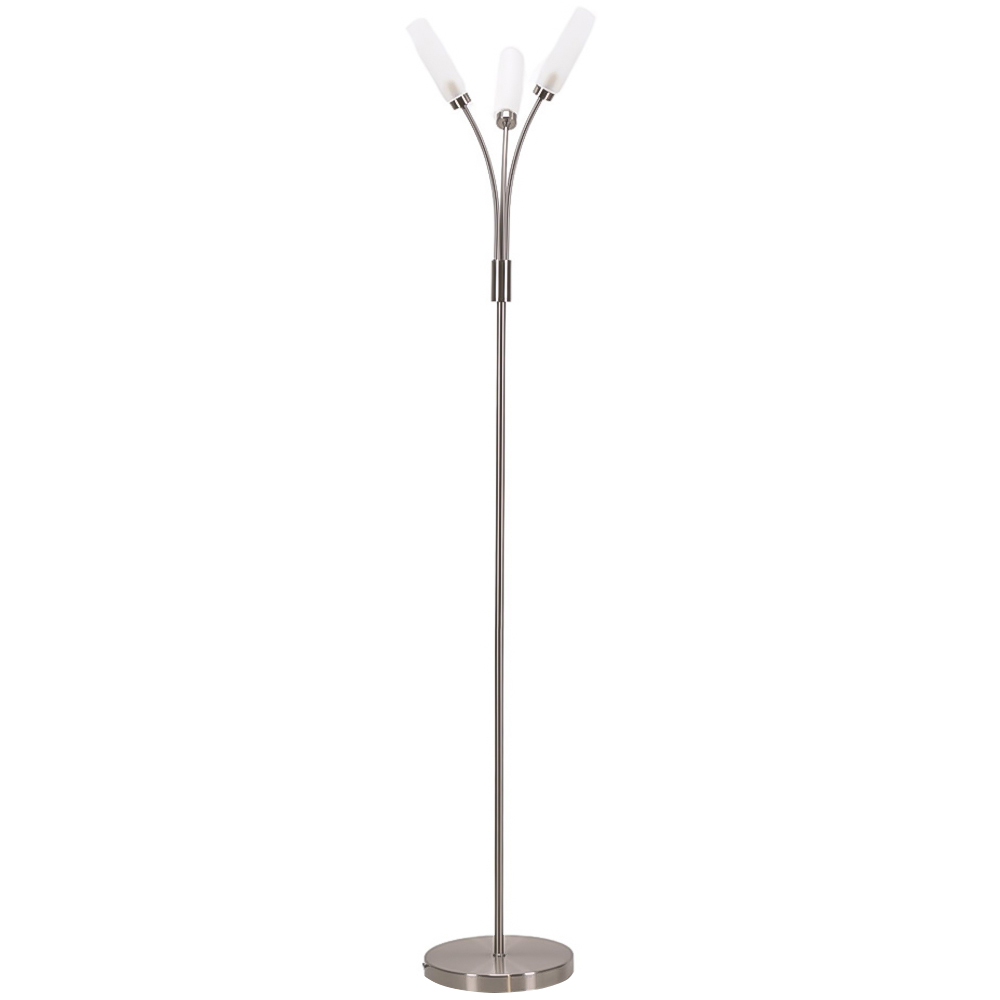 ValueLights Maya Brushed Chrome 3 Way Curved Arm Reed Shaded Upright LED Floor Lamp Image 1