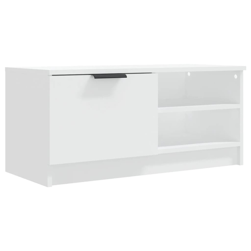 vidaXL Single Door 2 Shelf White TV Cabinet Image 2