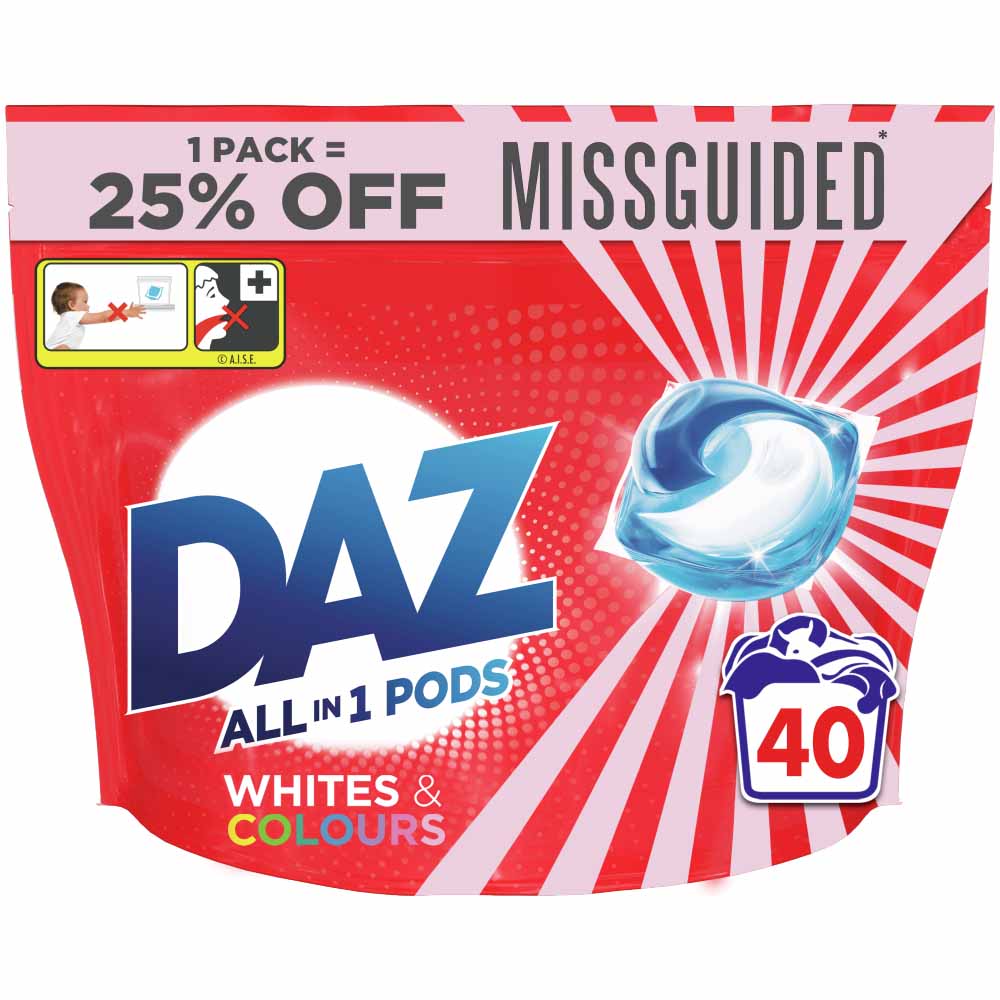 Daz All-in-1 Pods Washing Liquid Capsules For Whites & Colours 40 Washes Image 1