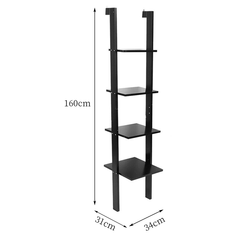 Living and Home 4 Tier Black Wall Hanging Ladder Shelf Image 9