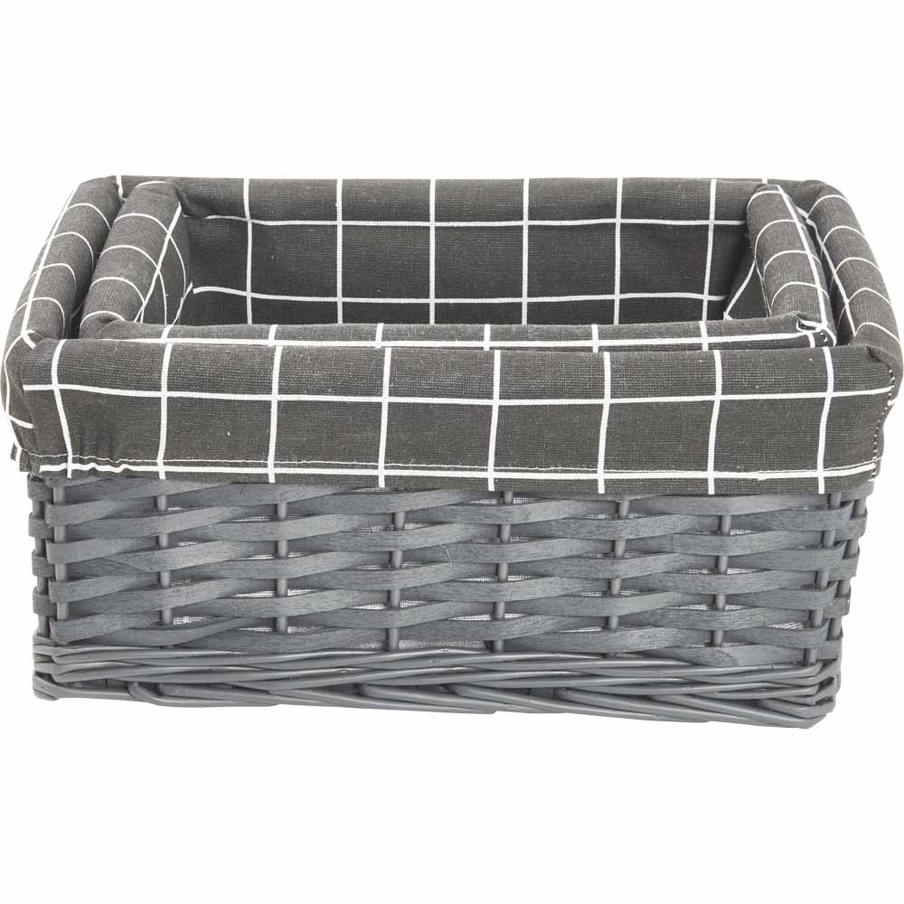 Wilko Grey Wicker Basket 2pk Wilko