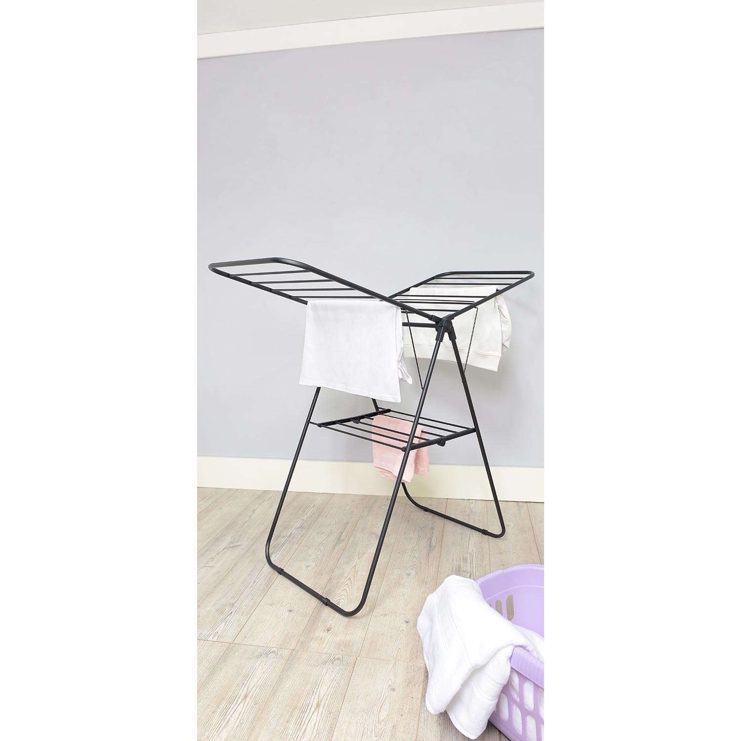 Indoor Large Black X Wing Airer 96 x 137cm Image 2