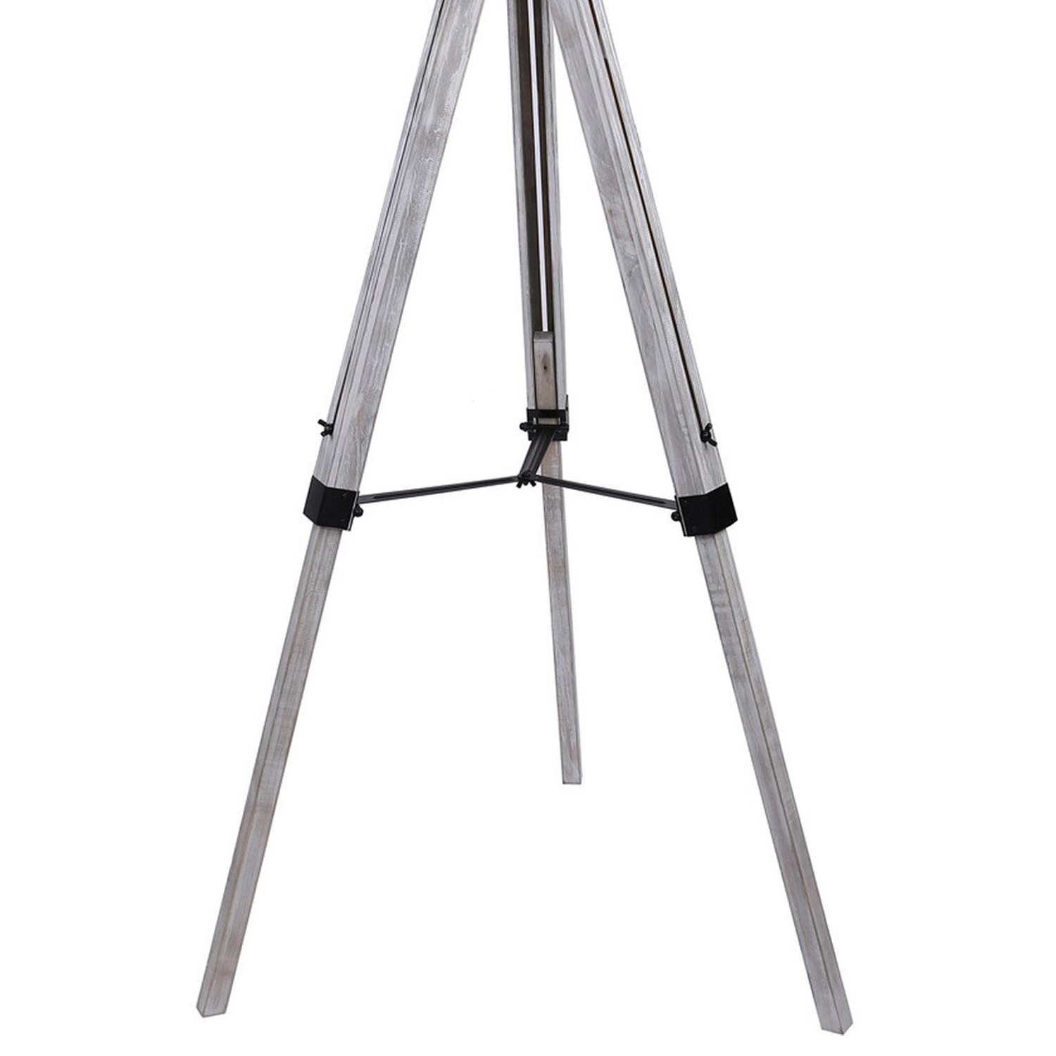 Linen Grey Washed Wood Tripod Floor Lamp Image 3