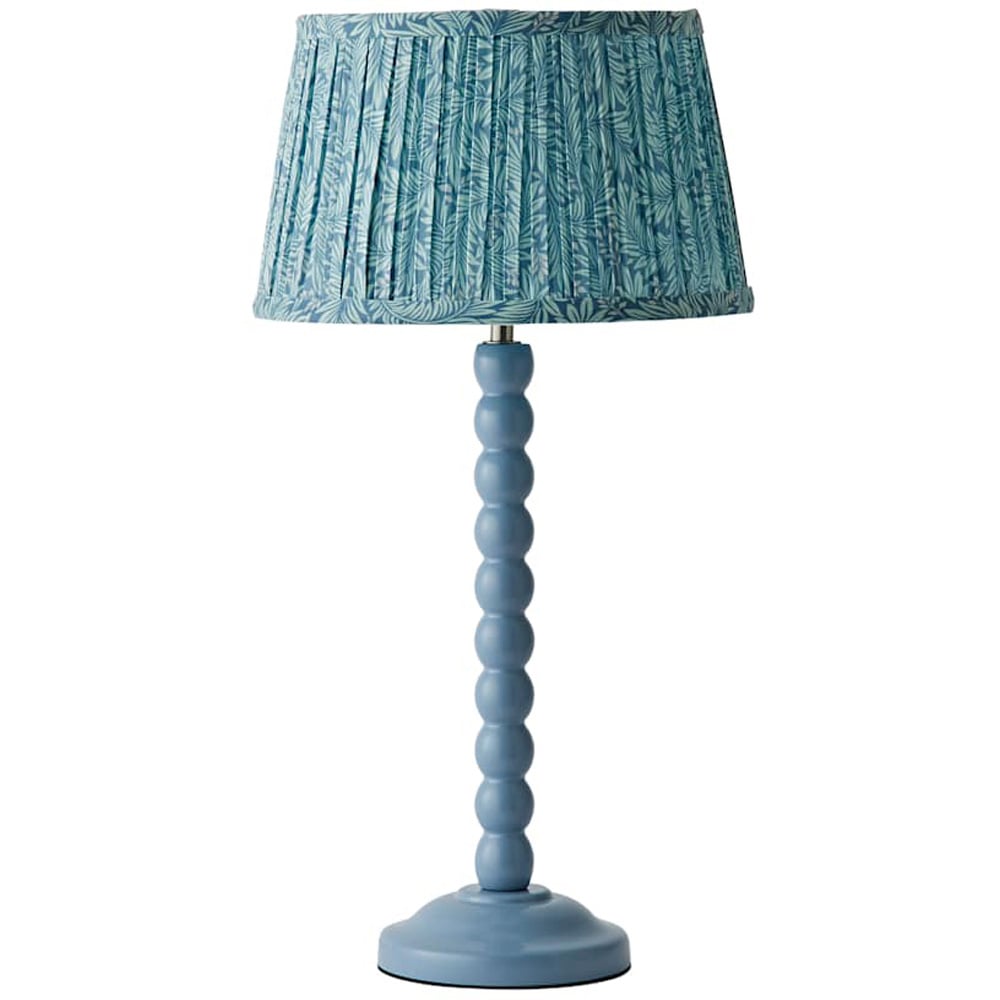 ValueLights Leaf Pleated Shade Pastel Blue Bobbin LED Table Lamp with Bulb Image 1
