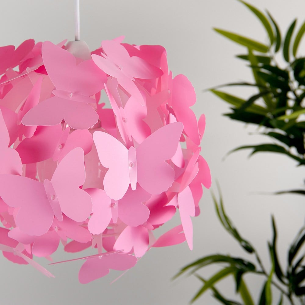 ValueLights Pink Multicolour Butterfly Ball Pendant Shade Image 6