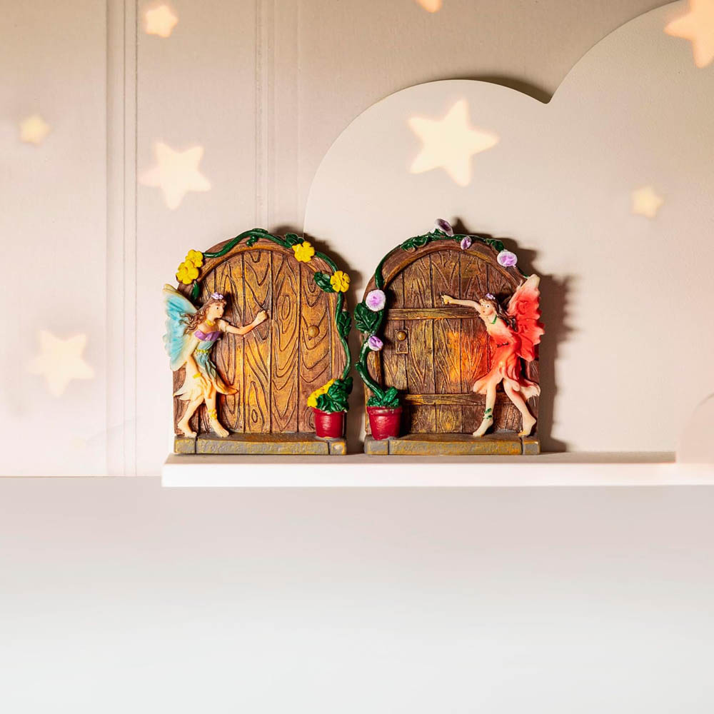 Marco Paul Wall Mounted Fairy Doors Garden Ornament 2 Pack Image 2