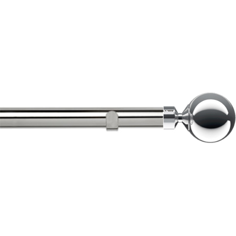 New Edge Blinds 170cm Fixed Length Chrome Eyelet Metal Curtain Pole Set with Met Ball Finial Image 1