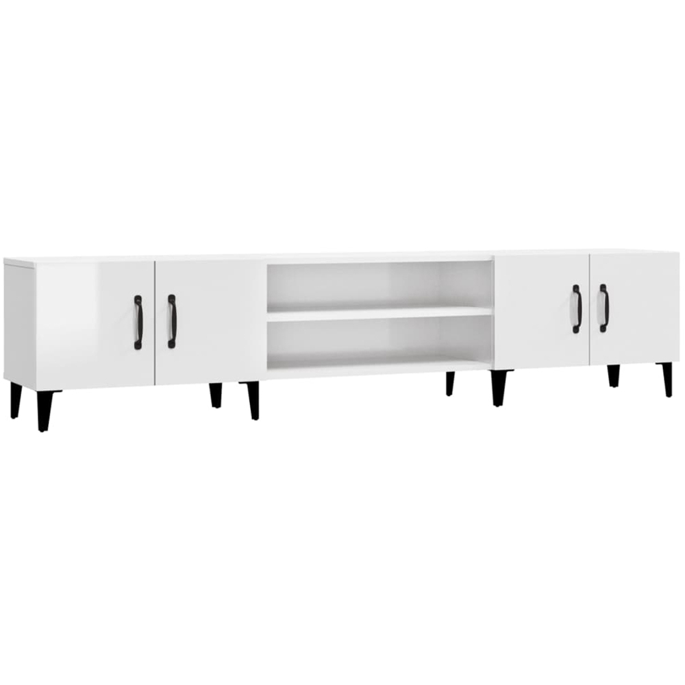 vidaXL 4 Door 2 Shelf High Gloss White TV Cabinet Image 2