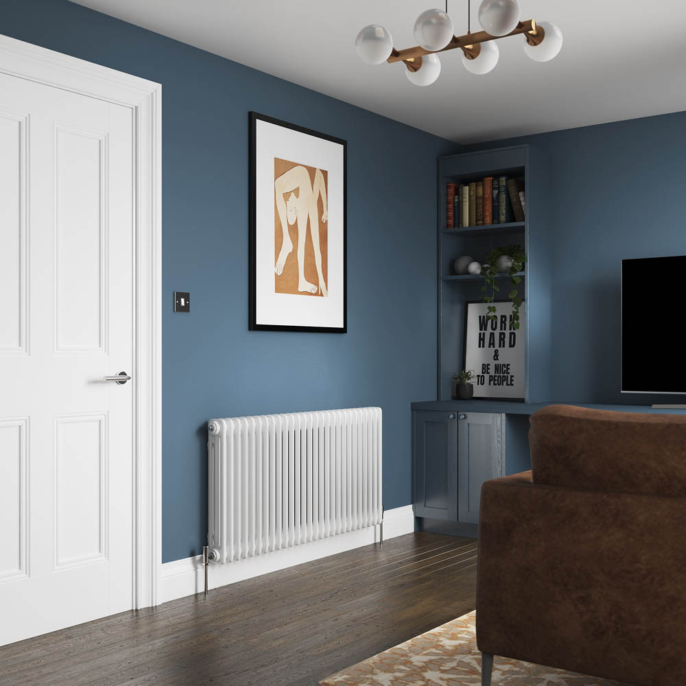 Henrad White 2 Column Radiator 600 x 624mm Image 2