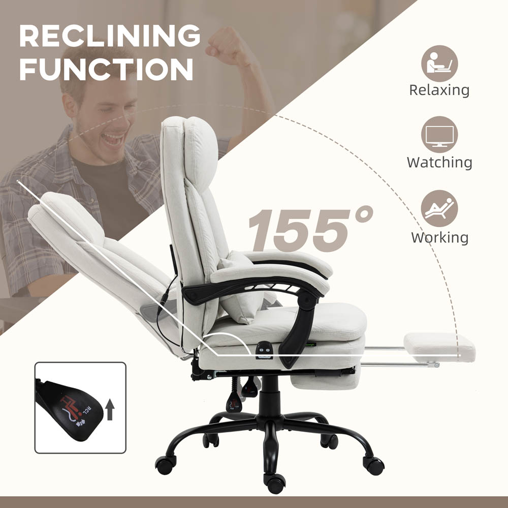 Portland Cream Microfibre Swivel Vibration Massage Office Chair Image 3