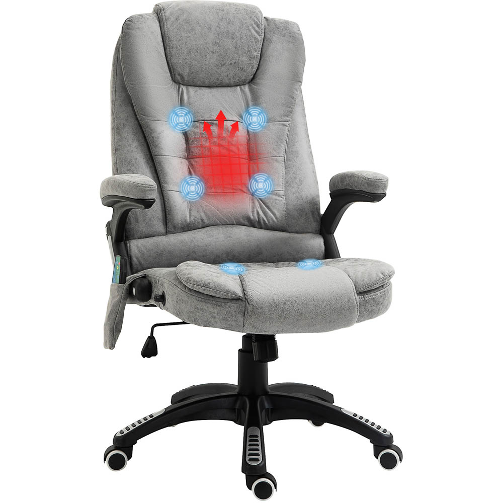 Portland Grey Microfibre Swivel Massage Recliner Office Chair Image 2