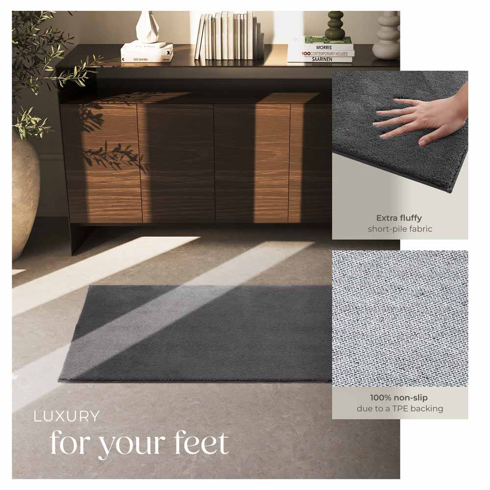 tectake Zonelle Anthracite Short Pile Ultra Soft Rug 150 x 80cm Image 4