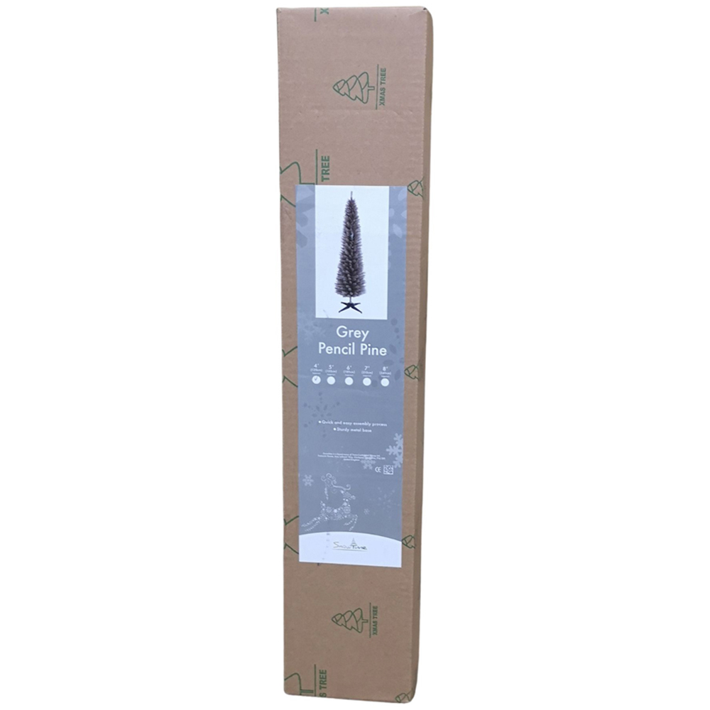 Snowtime Grey Pine Wrapped Pencil Artificial Christmas Tree 4ft Image 6