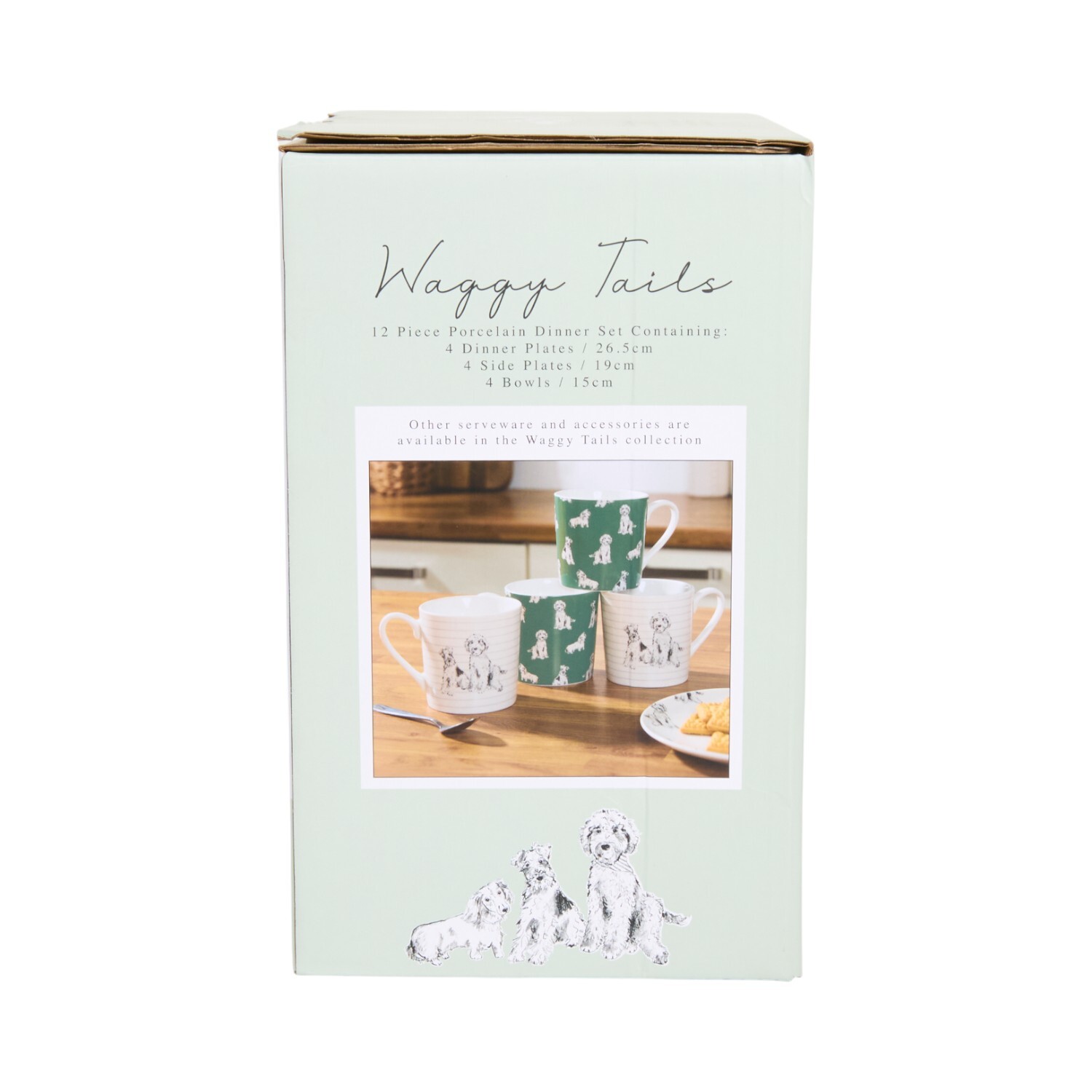 12 Piece Waggy Tails Dinnerware Set White Image 11