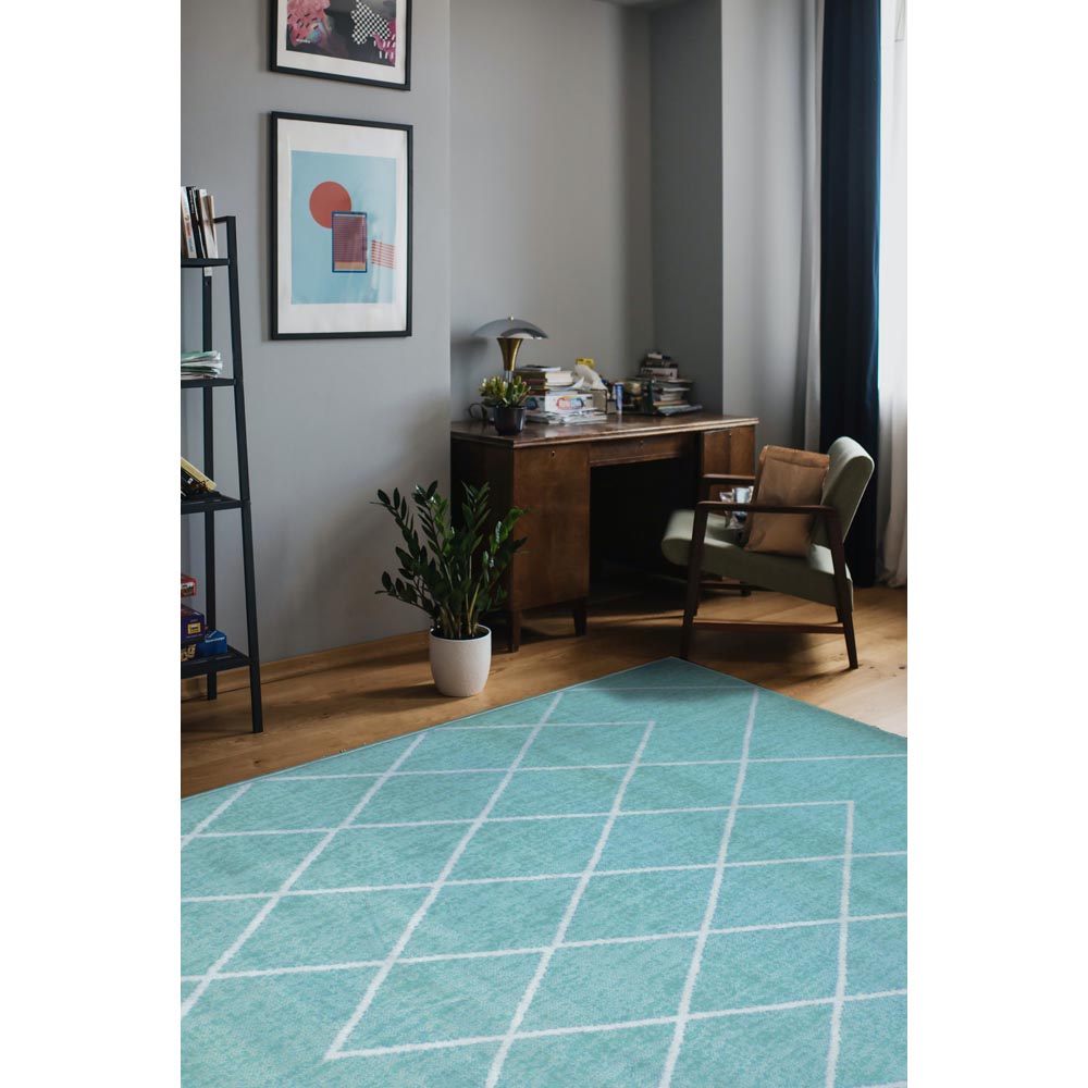 Overlap Diamond Rug Duck Egg 160 x 230cm Image 4