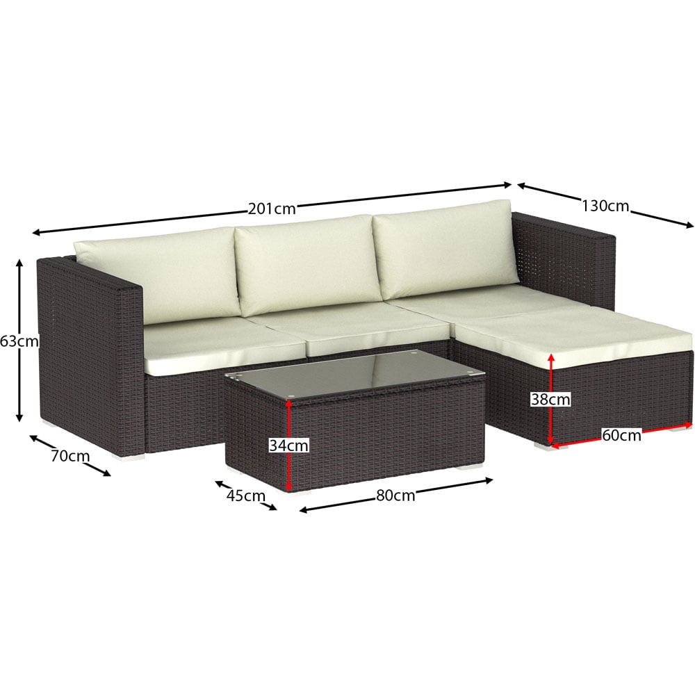 Garden Vida Hampton 4 Seater Brown Rattan Corner Lounge Set Image 8