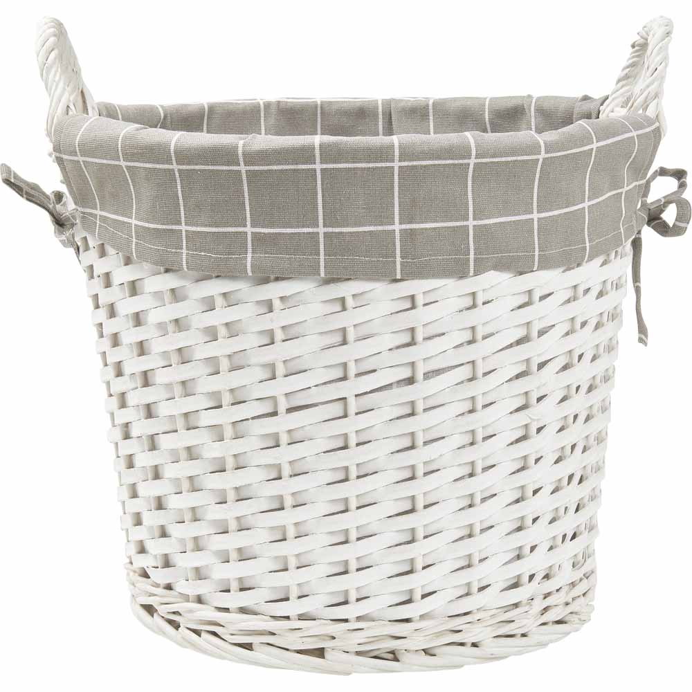 Wilko White Round Wicker Basket, Small Round Wicker Basket