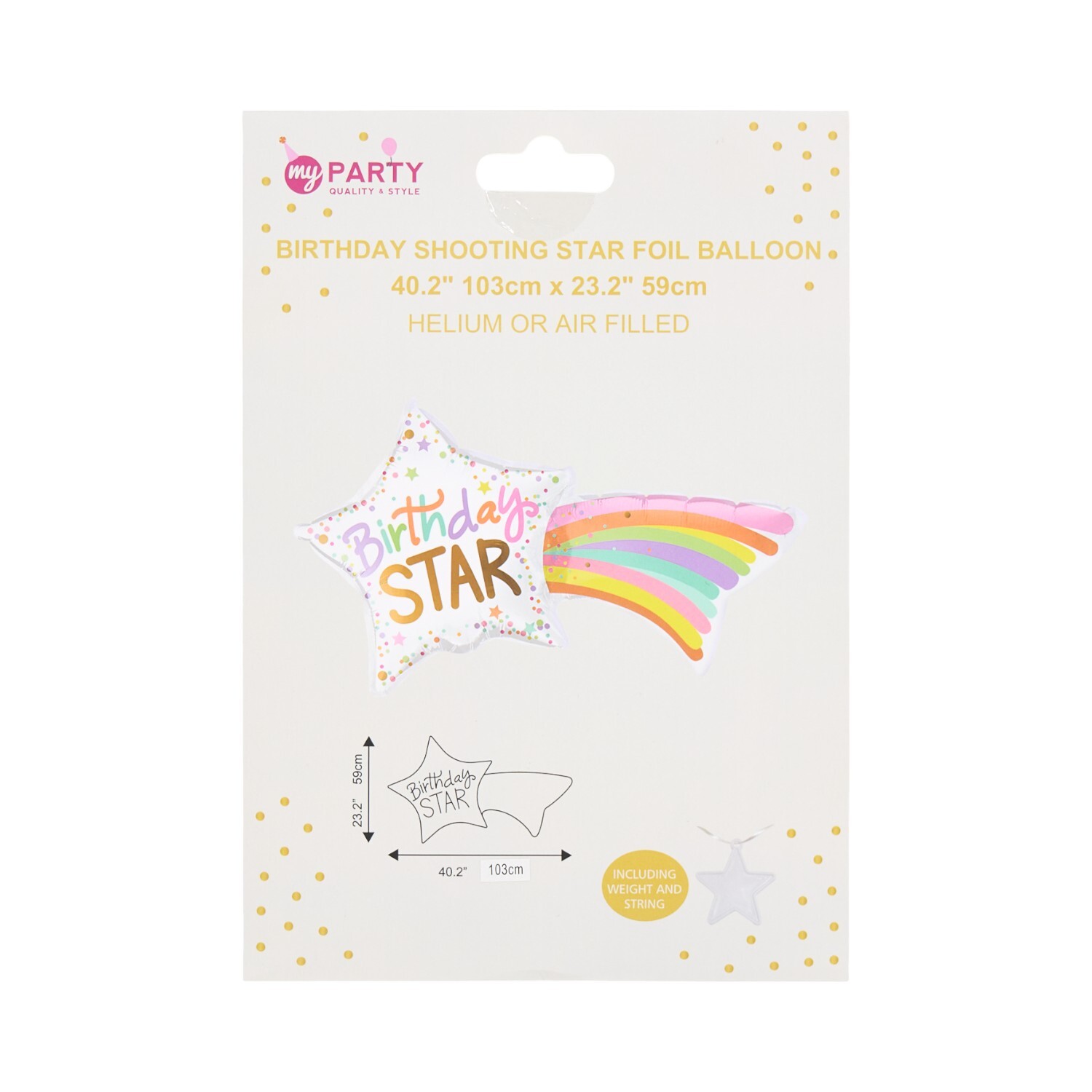 Birthday Shooting Star Foil BalloonWhite Image