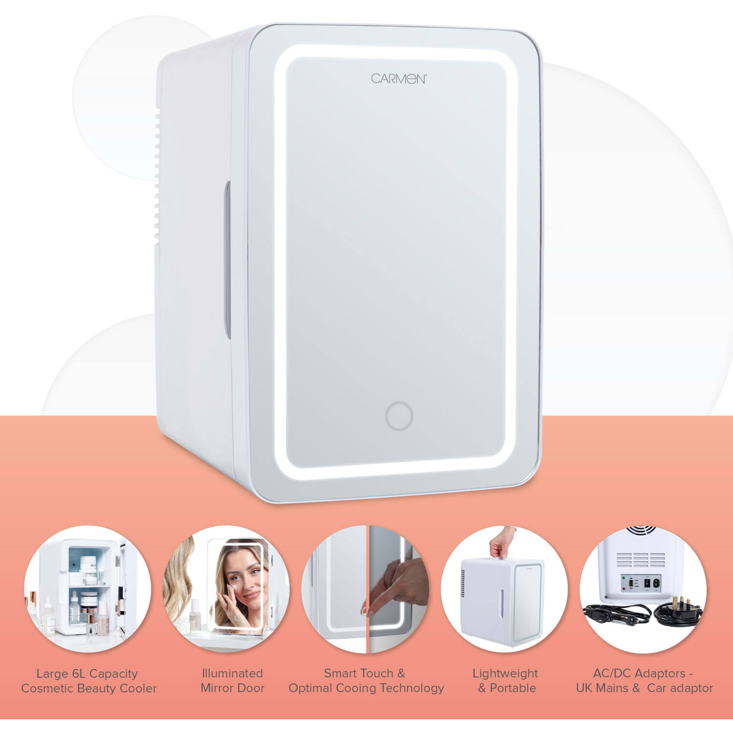 Cosmetic Beauty Cooler with Mirror White Image 8