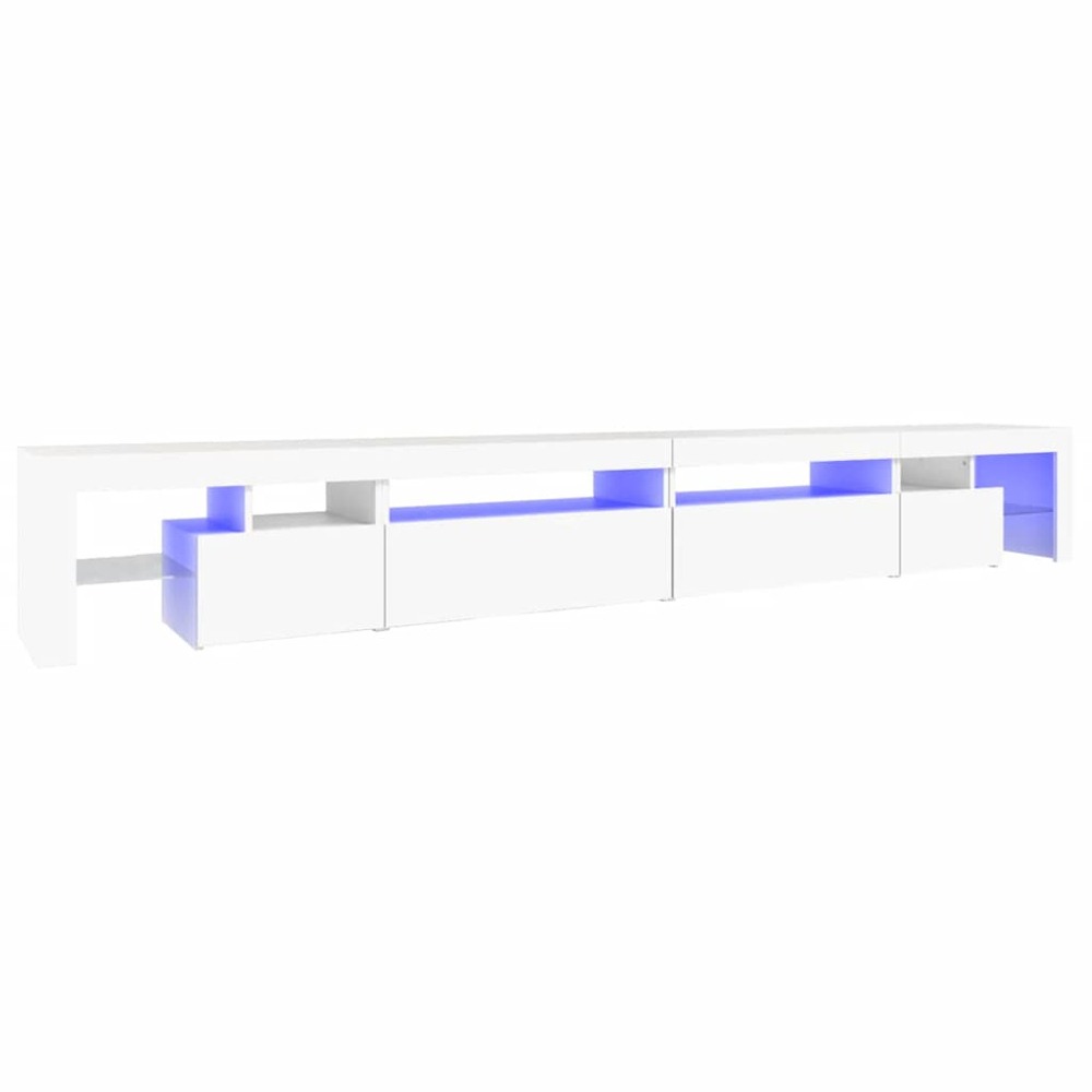 vidaXL 4 Door 6 Shelf White TV Cabinet with LED Lights Image 2