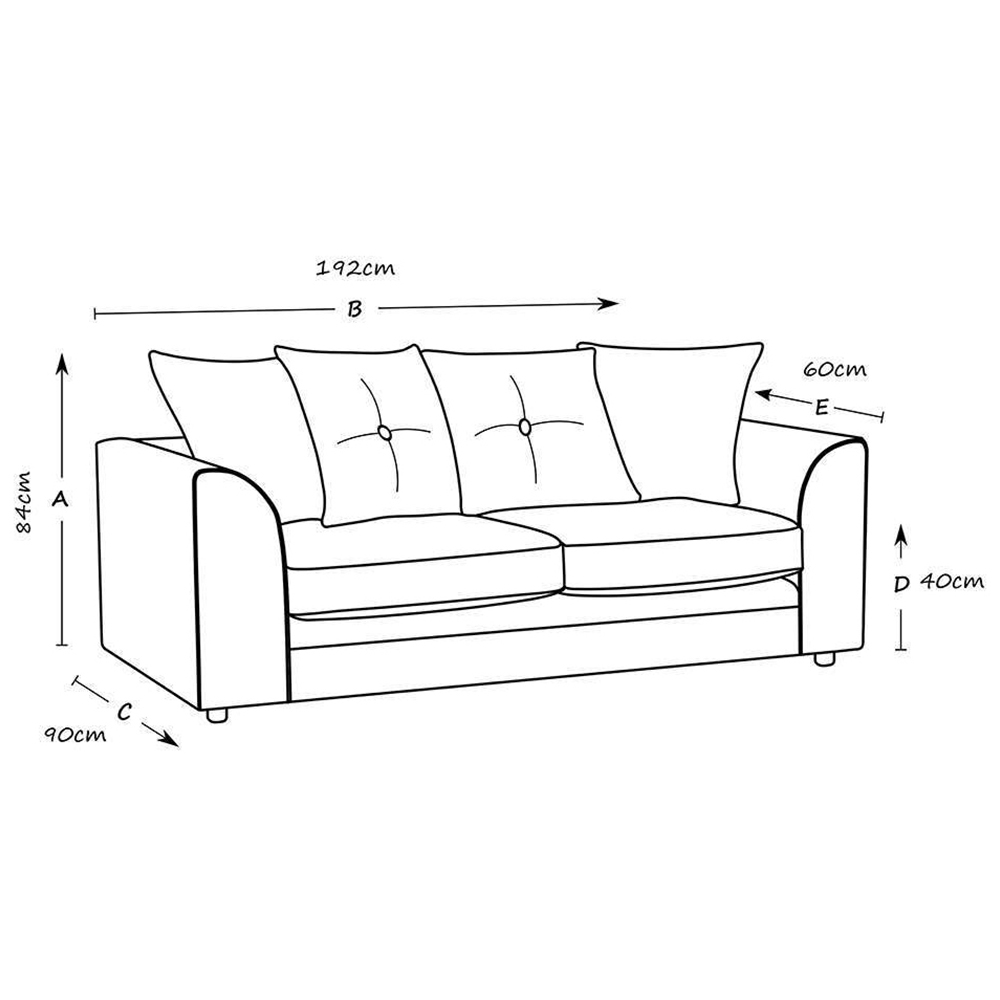 Portland Mirana Modern 3 Seater Blue Plush Velvet Sofa Image 3