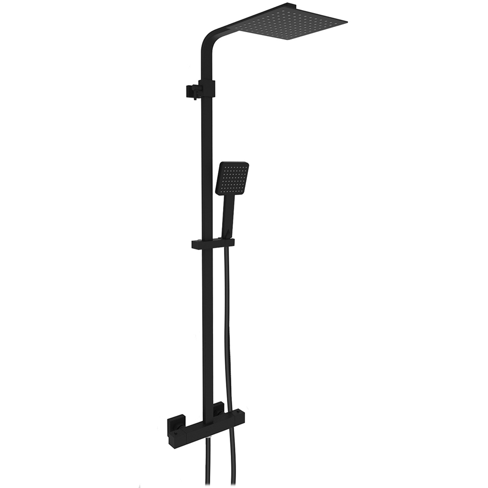 Nes Home Matte Black Square Exposed Thermostatic Mixer Shower Set Image 1