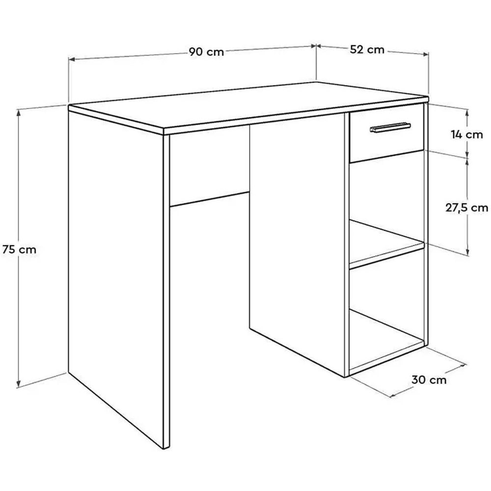FWStyle Single Drawer 2 Shelf Anthracite Grey Desk Image 7