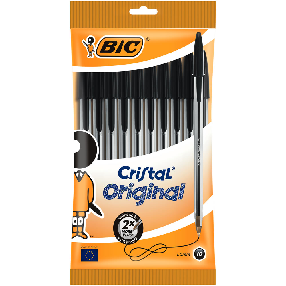 Bic  Black Cristal Original Ballpoint Pens 10 pack Image
