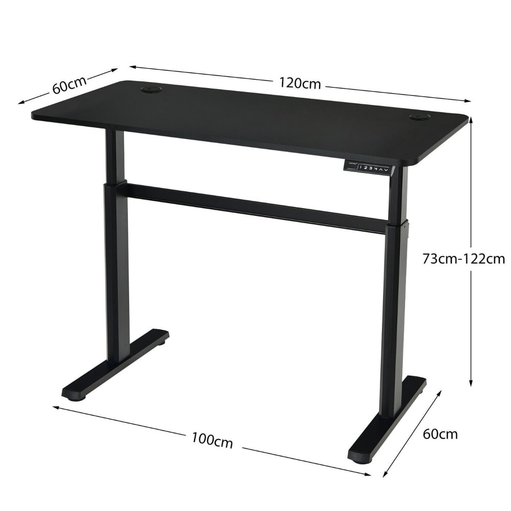 Costway Ergonomic Adjustable Computer Table With USB Port Black Image 8