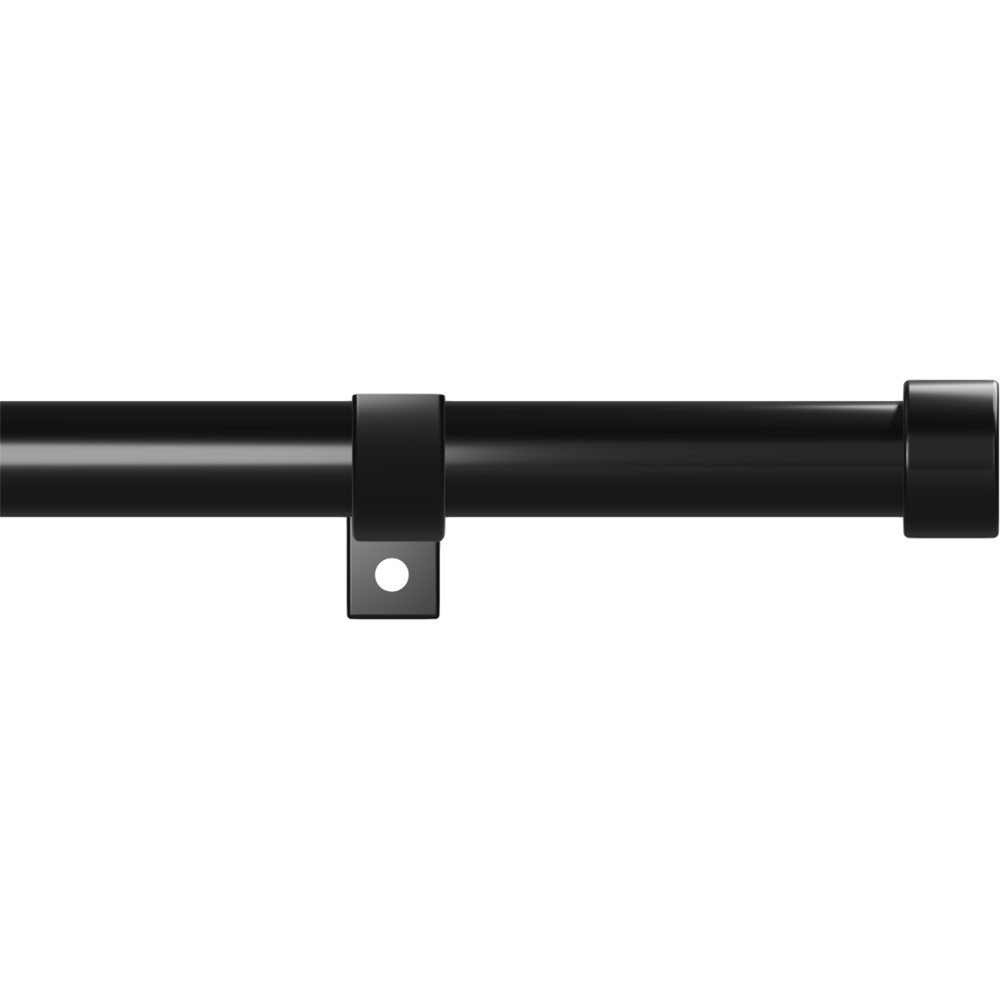 Caecus 70-120cm Extendable Metal Eyelet Painted Black Flat Curtain Pole Image 1
