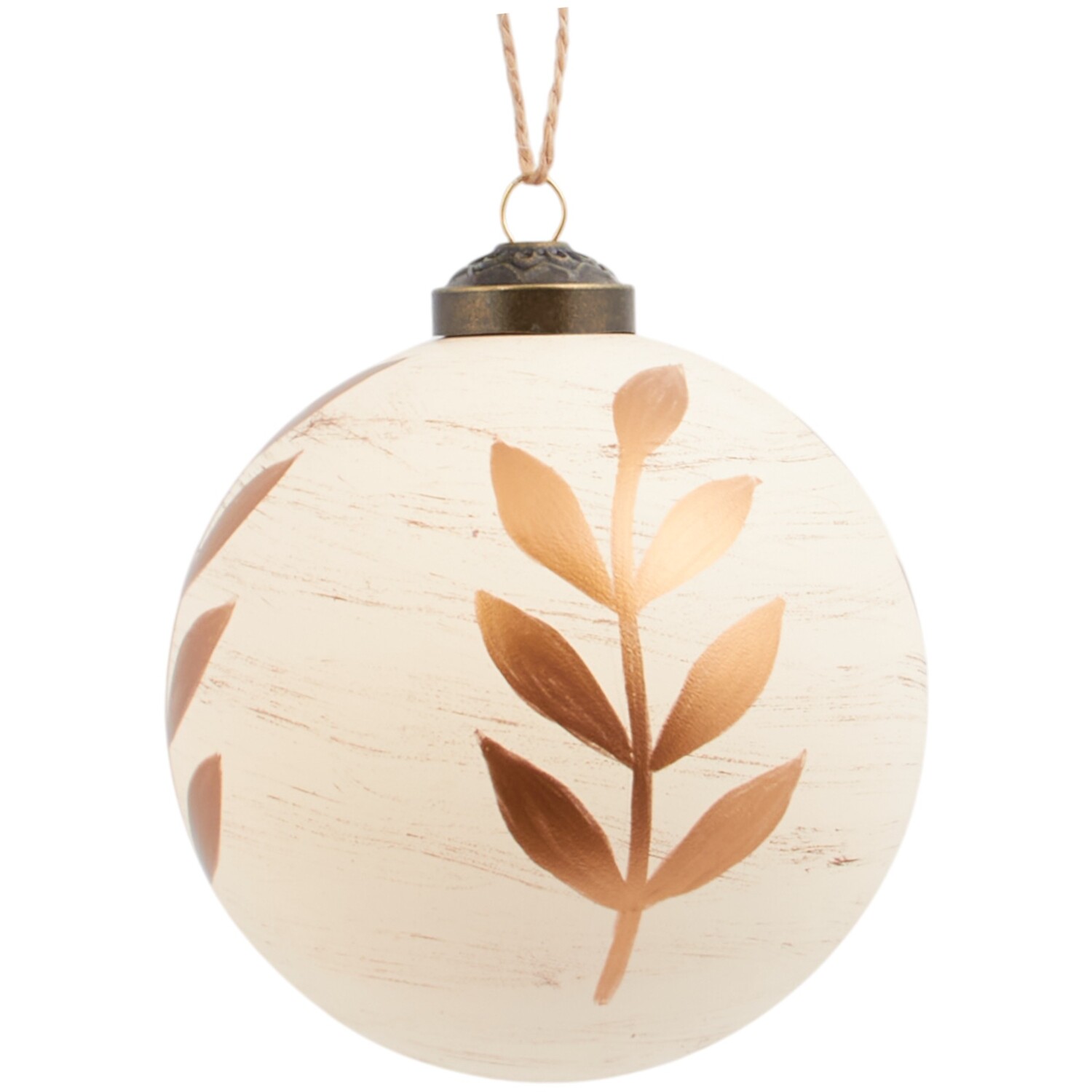 Pack of 4 Rustic Leaf Baubles Neutral Image 3