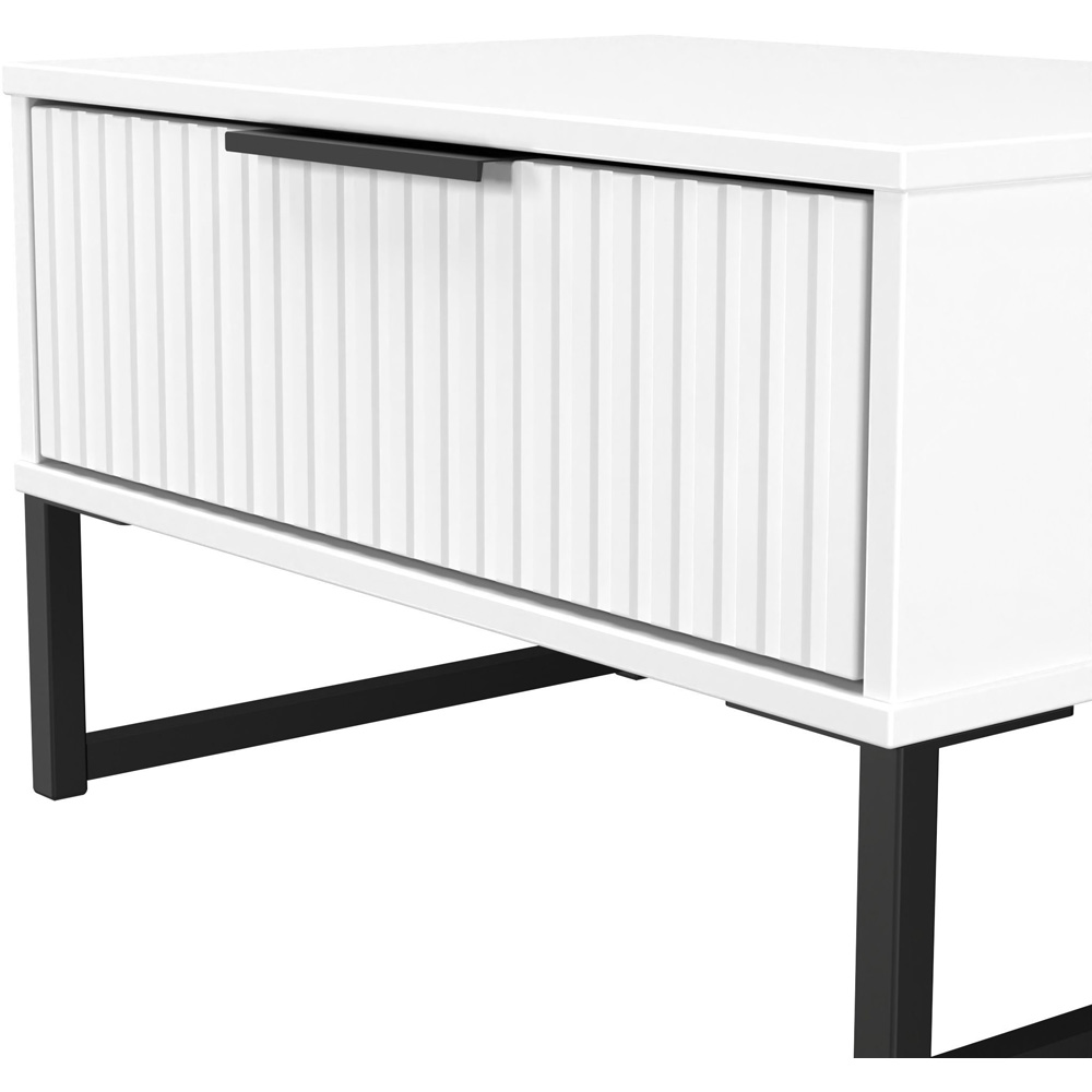 Crowndale Fluted Single Drawer White Matt Wide Side Table Ready Assembled Image 5