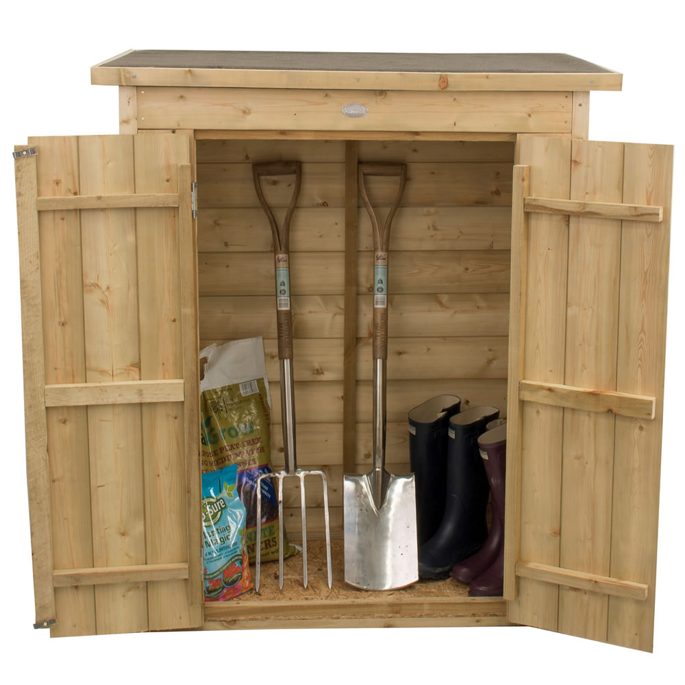 Forest Garden 4.3 x 3.5ft Double Door Pressure Treated Shiplap Pent Shed Image 3