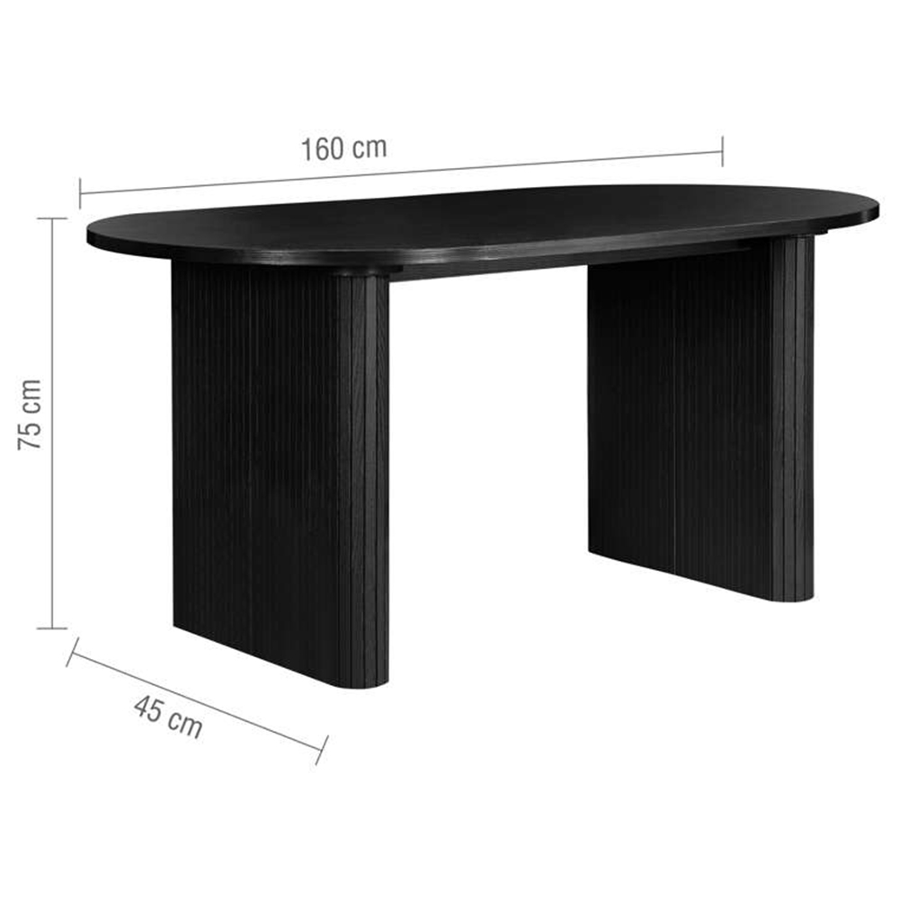 Birlea Axel 4 Seater Oval Fluted Dining Set Black Image 8