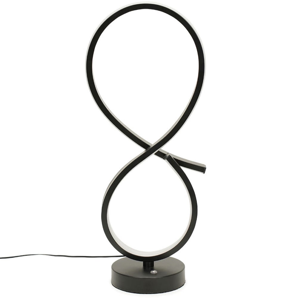 ValueLights Infinity Matt Black Double Twist Integrated LED Table Lamp Image 1