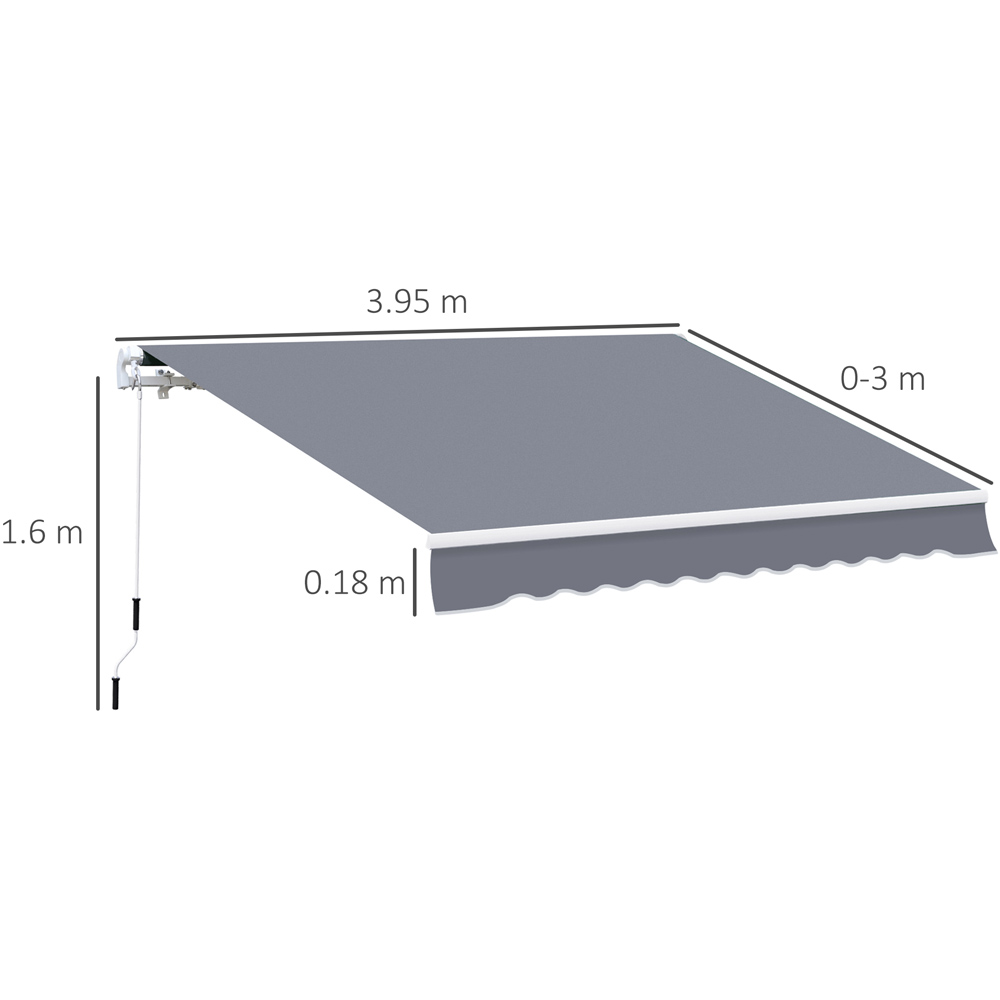 Outsunny Grey Manual Retractable Awning 4 x 3m Image 8
