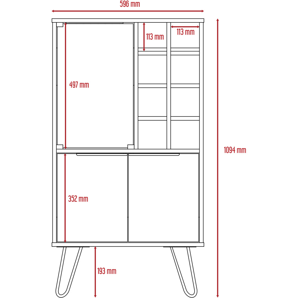 Core Products Vegas 3 Door Oak and Grey Wine Cabinet Image 5
