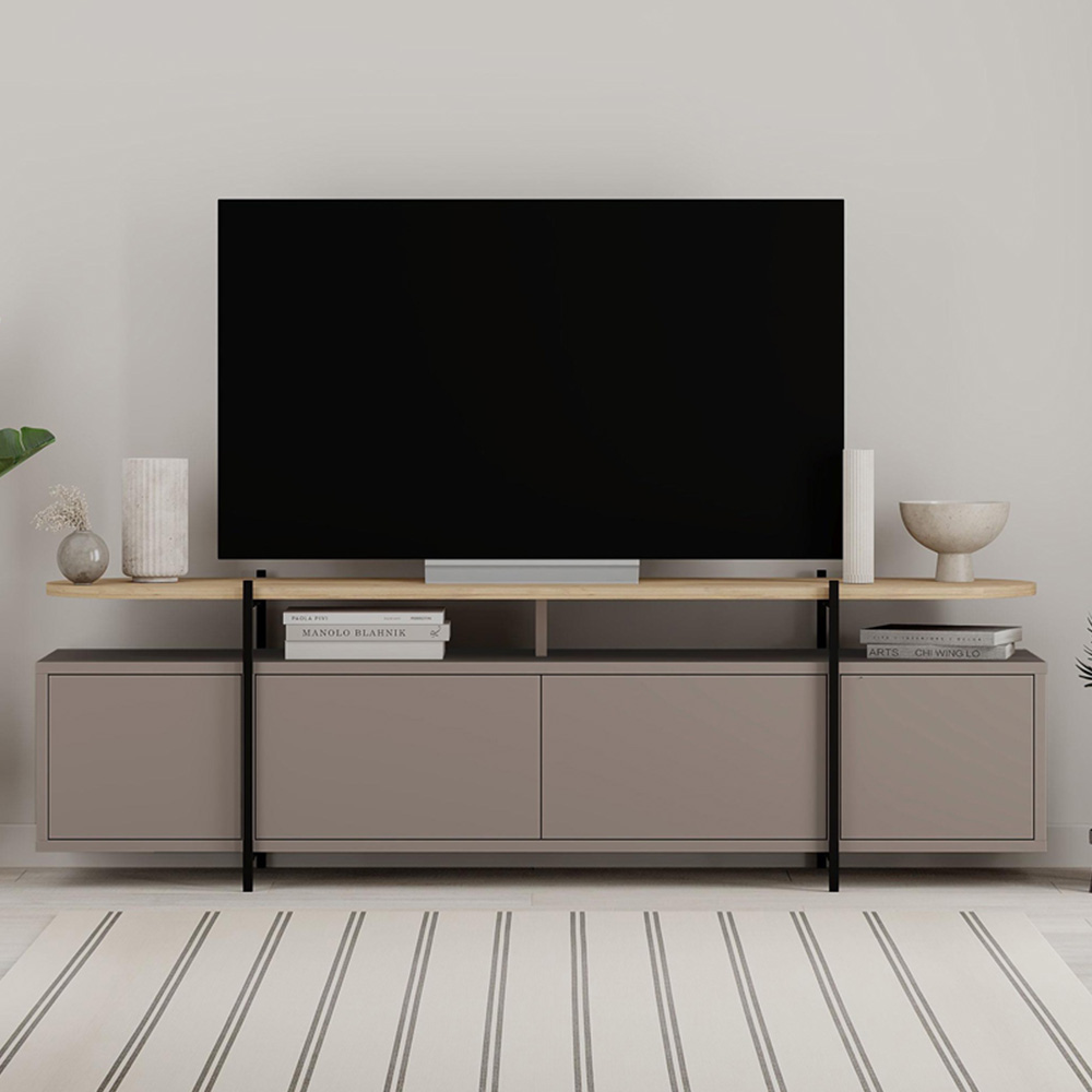 Decortie Hanley 4 Door Light Mocha TV Stand Image 1