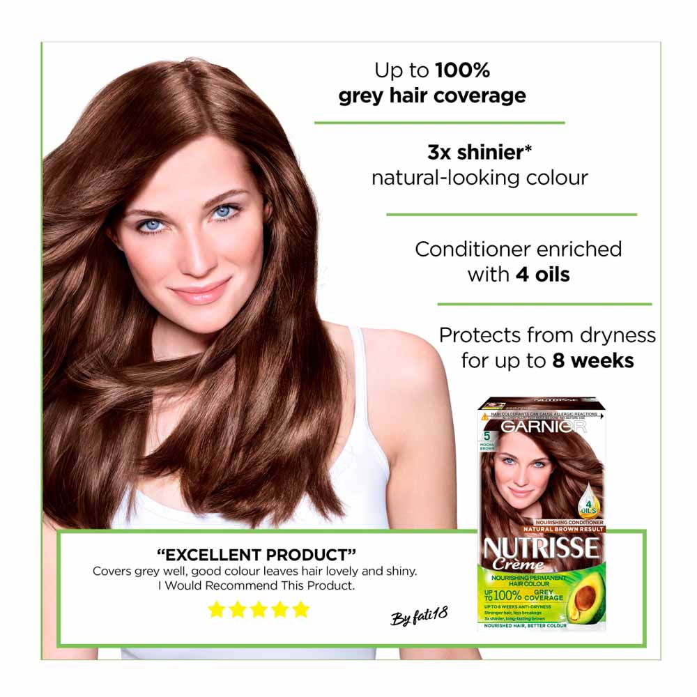 Garnier Nutrisse 5 Mocha Brown Permanent Hair Dye | Wilko